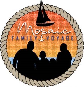 Logo illustration of a family in silhouette