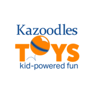 Blue and orange logo for Kazoodles Toys
