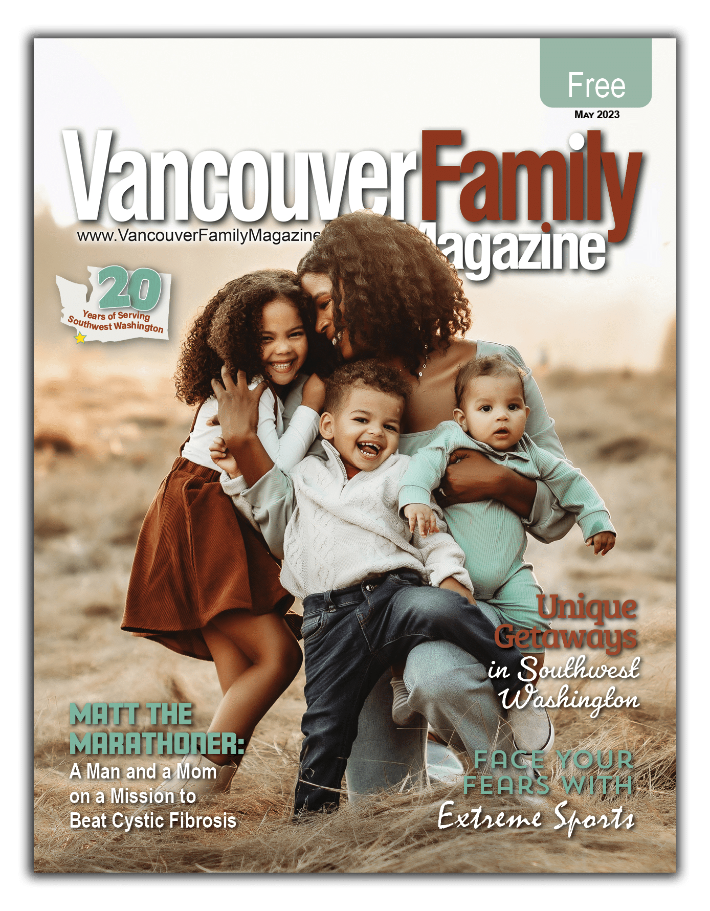 Vancouver Family Magazine's May 2023 issue features a Black mother with 3 kids